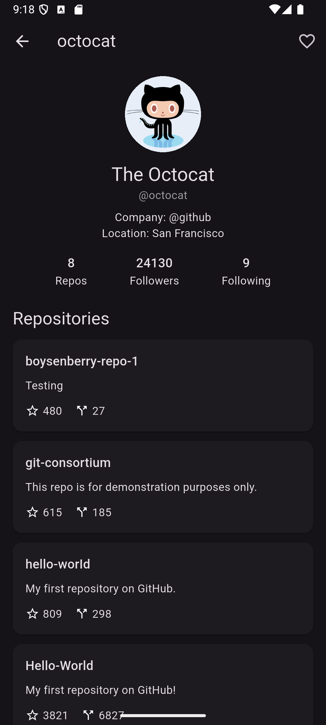 RepoScout User Profile Screen